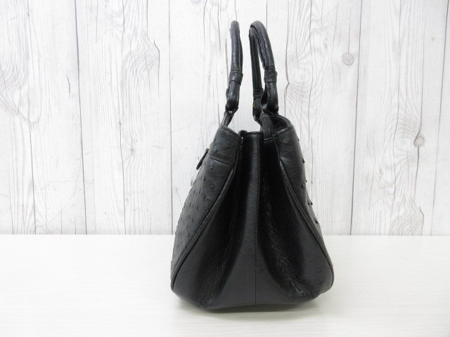 未使用展示品 オーストリッチ ハンドバッグ バッグ 黒 55250