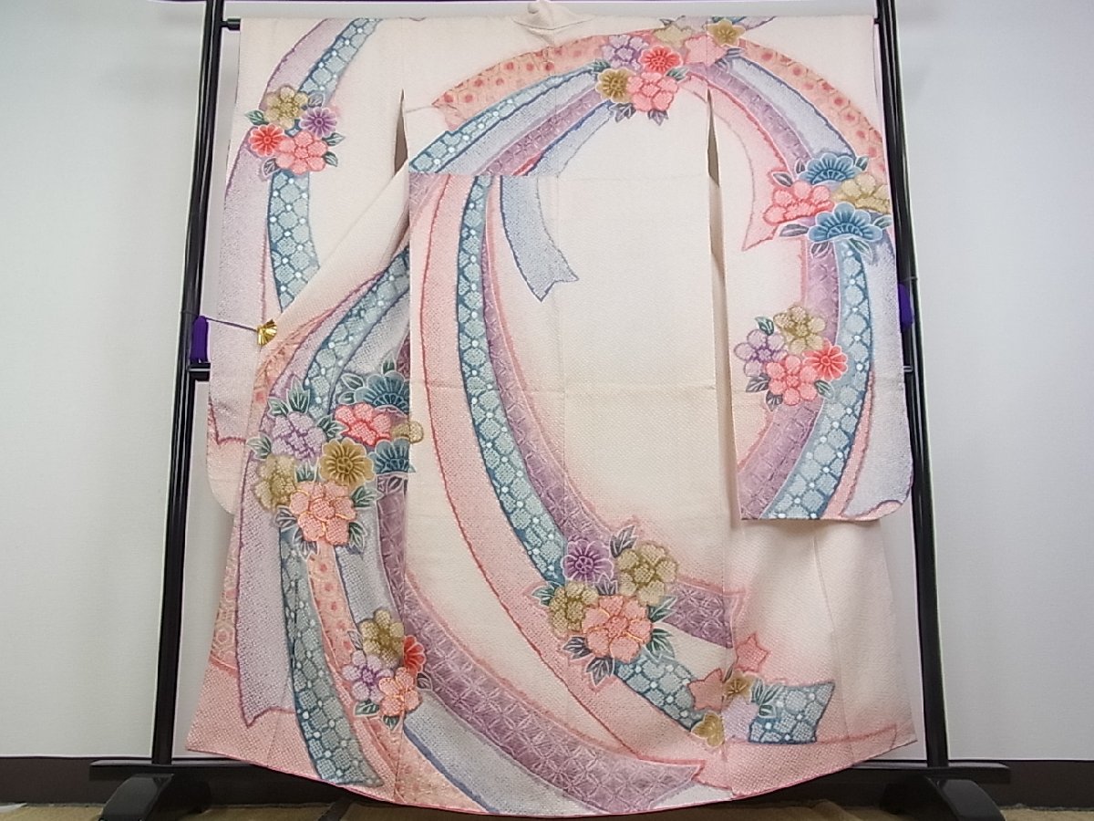 驚きの破格値，格安 平和屋着物 豪華振袖 総絞り 駒刺繍 束ね熨斗花文 逸品 km1207(振袖)｜売買されたオークション情報、yahooの商品情報をアーカイブ公開 - オークファン 振袖