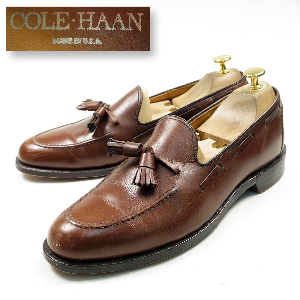 良品　USA製　26cm相当　COLE HAAN　コールハーン　キルトローファー　レザーシューズ　革靴　ドレスシューズ　ブラウン　/U6469