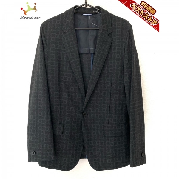 ランバンオンブルー LANVIN en Bleu サイズ48 XL ダークグレー×黒 メンズ 美品 ジャケット