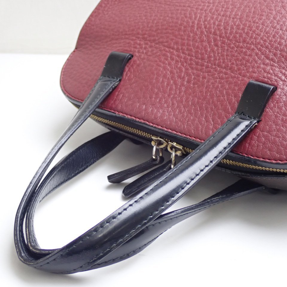 ○FURLA/フルラ 2way ハンドバッグ/バーガンディ/配色カラー/F6056 
