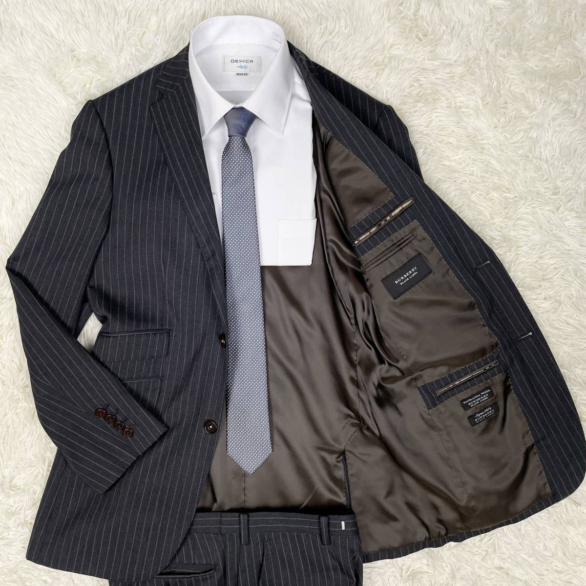 バーバリー ブラックレーベル BURBERRY BLACK LABEL SUPER110's タスマニアウール スーツ セットアップ テーラード メンズ 38R M(Mサイズ)｜売買されたオークション情報、yahooの商品情報をアーカイ Mサイズ