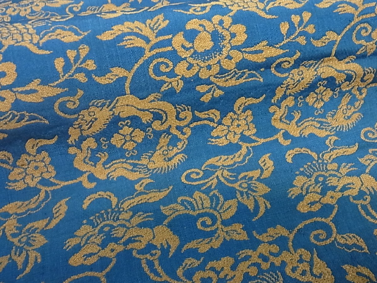 着物屋こころ□アンティーク 大正ロマン 九寸名古屋帯 手刺繍 花鳥文