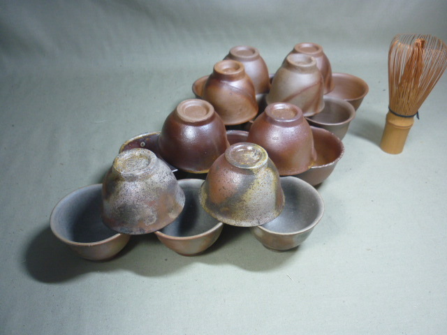備前堂】備前焼煎茶茶碗5客揃 サイズ色々4セット 計20客 ：窯変 煎茶