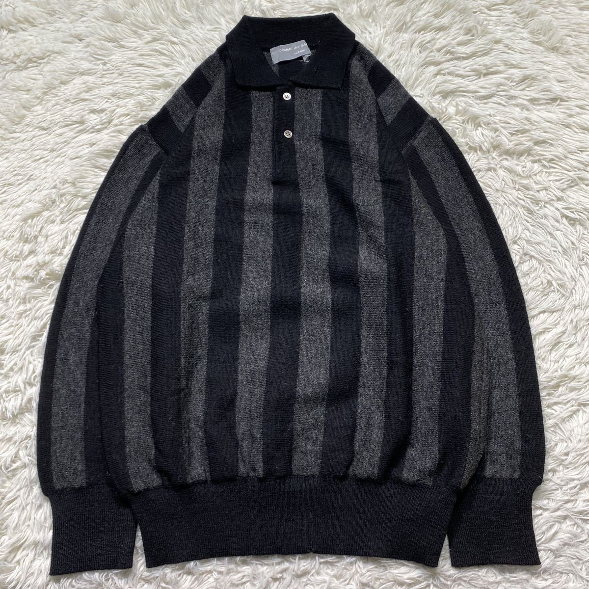 希少　COMME des GARCONS コムデギャルソンオム　■70s ~ 80s AD表記なし　川久保オム　■ボールドストライプ　■ニットポロ　ニット des GARCONS COMME | garcons 90s