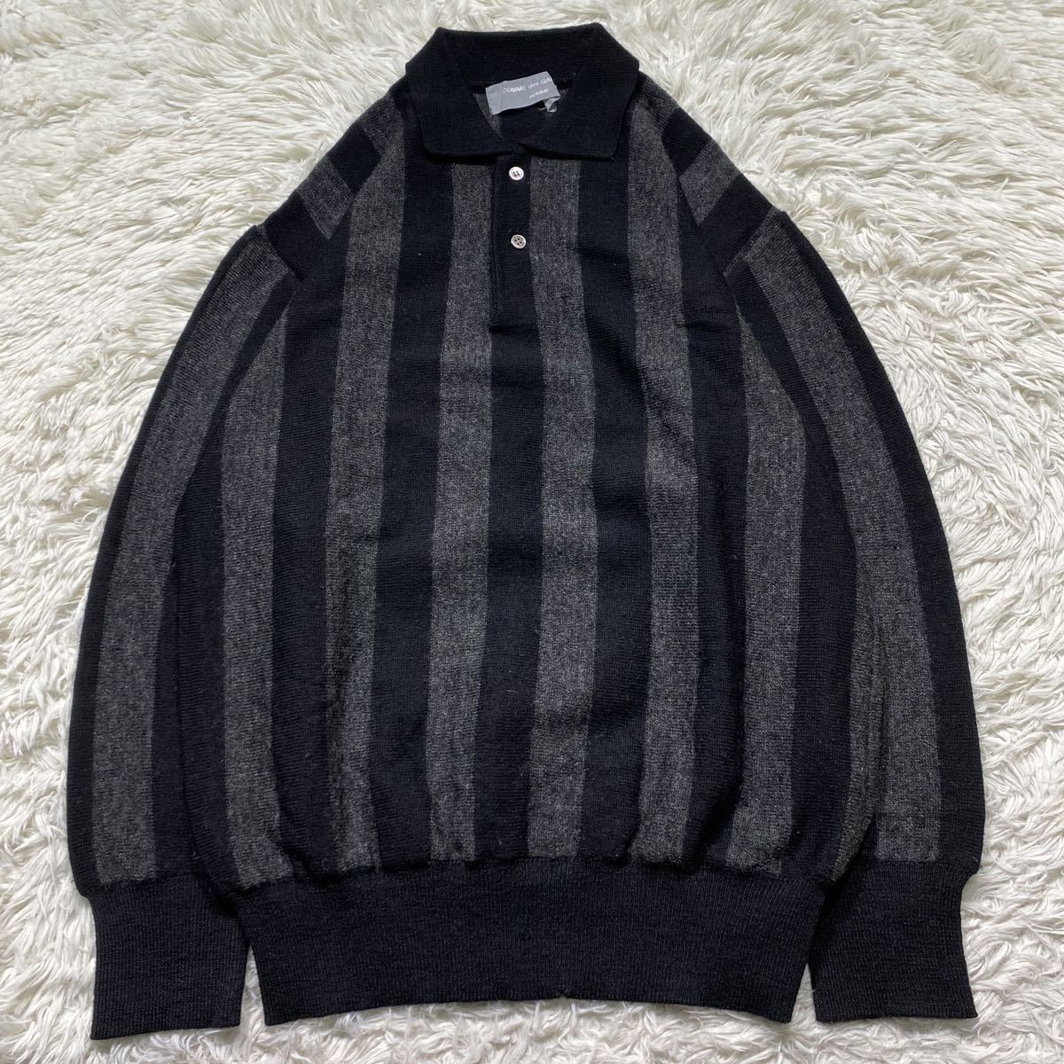 希少　COMME des GARCONS コムデギャルソンオム　■70s ~ 80s AD表記なし　川久保オム　■ボールドストライプ　■ニットポロ　ニット des GARCONS COMME | garcons 90s
