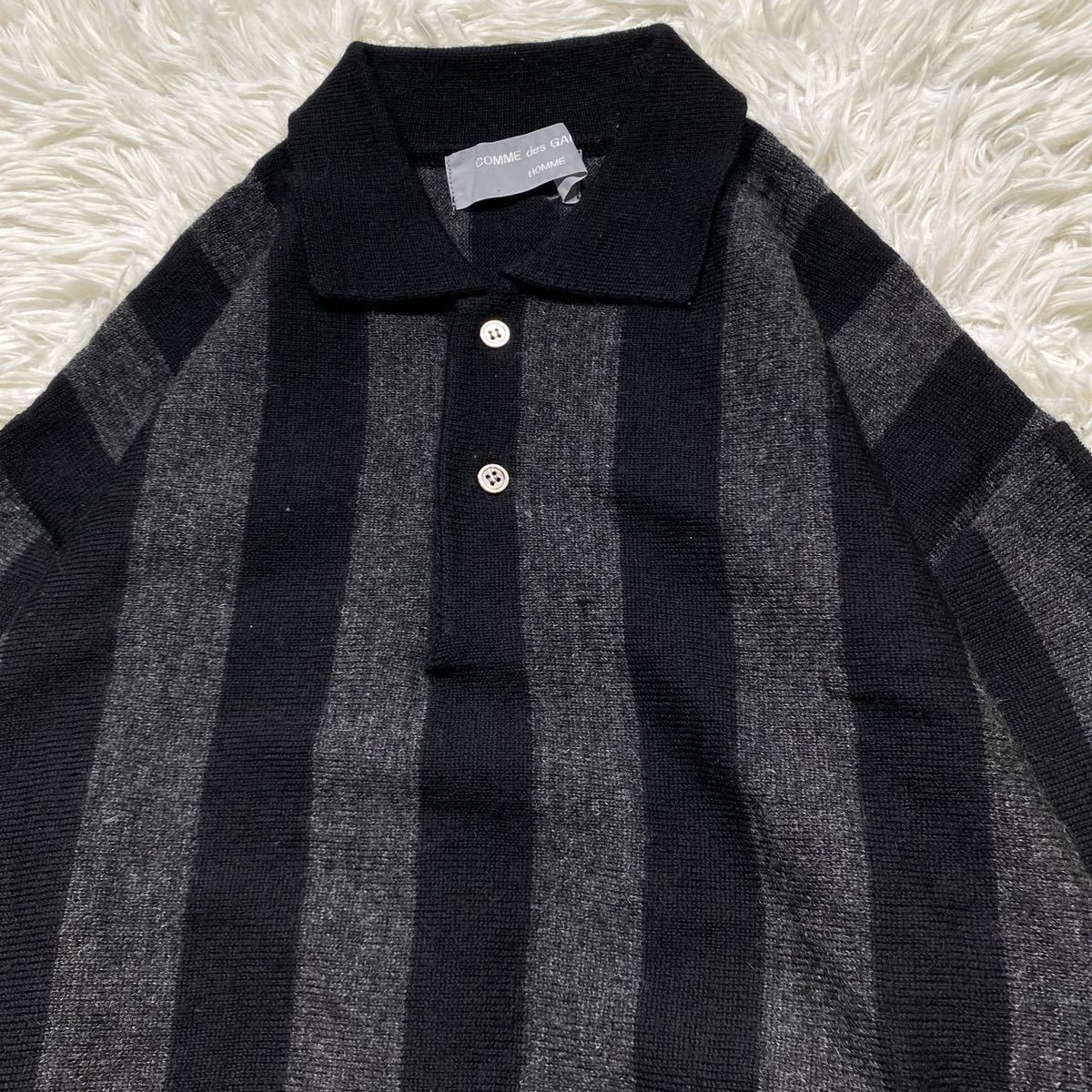 希少　COMME des GARCONS コムデギャルソンオム　■70s ~ 80s AD表記なし　川久保オム　■ボールドストライプ　■ニットポロ　ニット des GARCONS COMME | garcons 90s