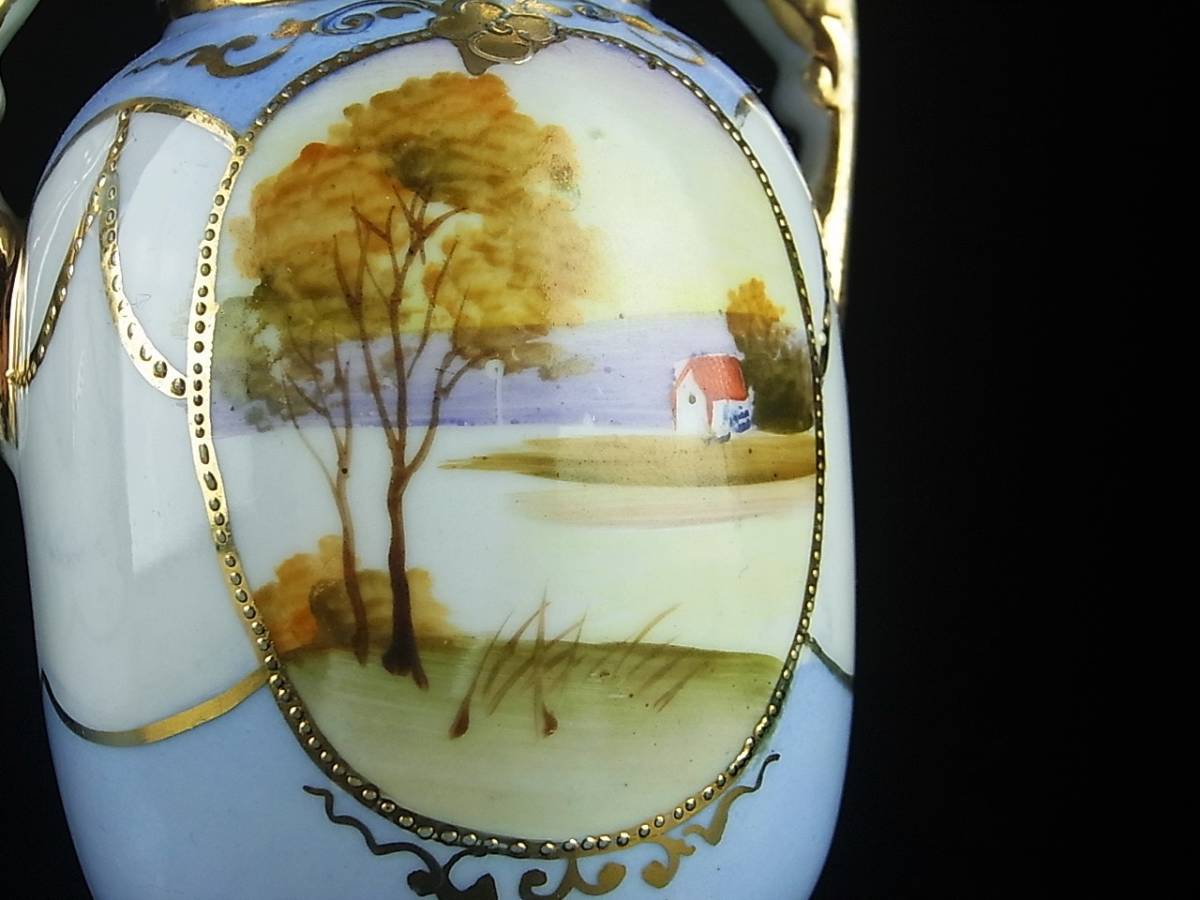 オールドノリタケ Noritake マルキ印 1906年頃～1925年頃 風景画花器