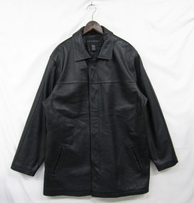 90s Croft&Barrow leather レザーブルゾン XL ブラック CROFT & BARROW