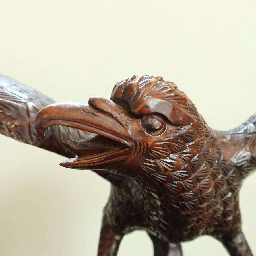 キボリ ワシ 前表モノ 彫刻 イーグルの木彫り50cm 右向き 鷲の木彫り