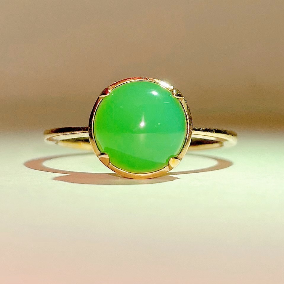 agete アガット クリソフレイズ K10 ゴールド リング Chrysoprase 10金 クリソプレーズ クリソフレーズ 指輪 11号 ☆ 箱/袋/販売証明書付き