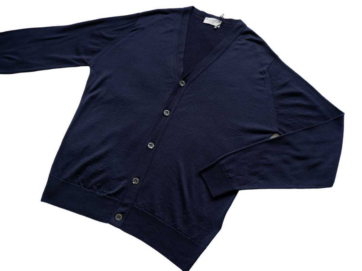 訳あり メンズ S ジョンスメドレー 最高級メリノウール カーディガン WELBECK 濃紺 MIDNIGHT JOHN SMEDLEY イギリス製★ 英国王室御用達★