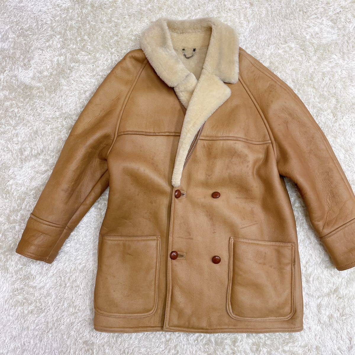 極上のレザー】希少XL相当 ムートンコート ジャケット レザー 羊革 