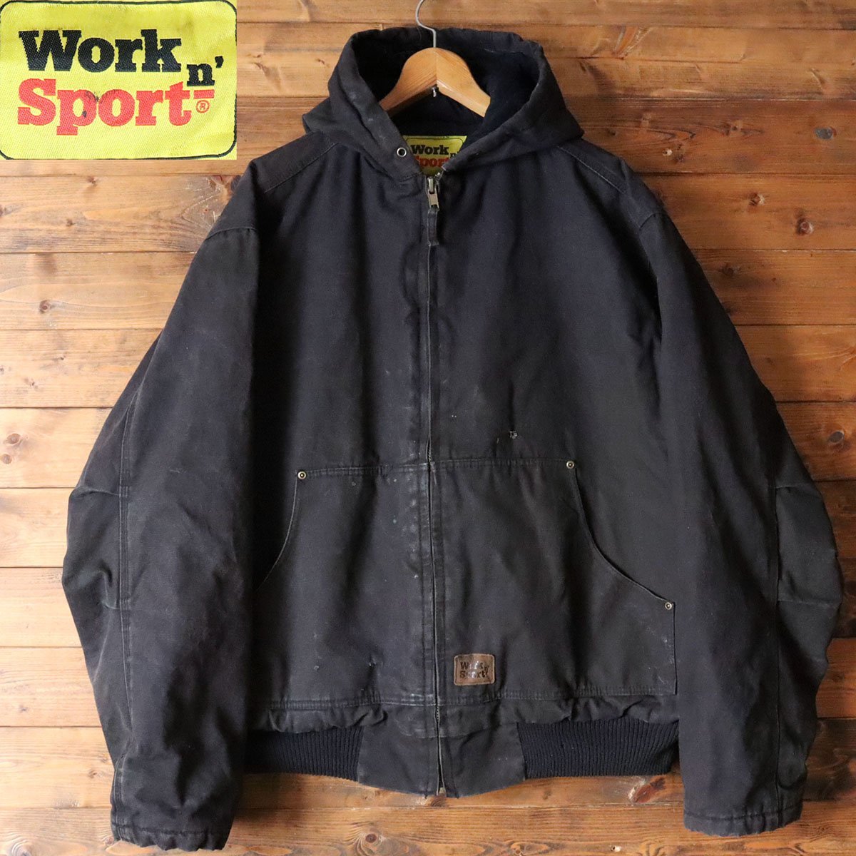 最新作，送料無料 O1S/s12.2-1 WORKN'SPORT ダックジャケット パーカー アクティブジャケット 中綿 キルティング フーディー 古着 XL ブラック(XLサイズ以上)｜売買されたオークション情報、yahooの商品情報をアー ジャンパー、ブルゾン一般