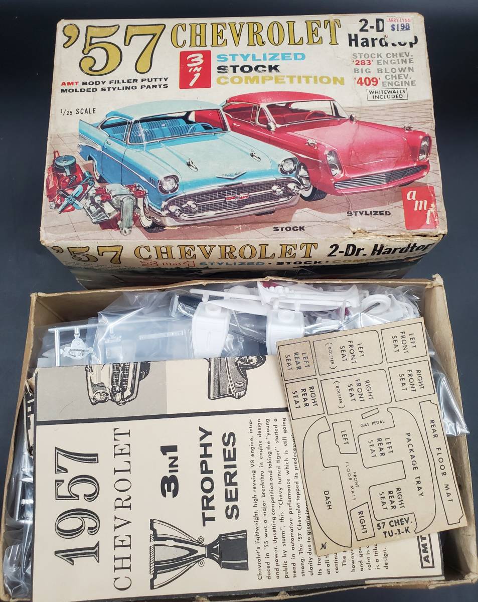  1205-215 CHEVROLET '57 2-Dr.hardtop プラモデル 1/25SCALE シボレー ベルエア STOCK STYLIZED 模型 パーツ未確認 箱 取説有 当時物(自動車)｜売買されたオークション情報、yahooの商品情報をアーカイブ公 その他