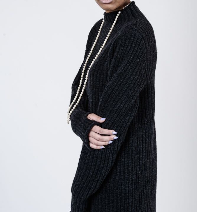 KAPITAL ウール ハイネック ワンピース キャピタル ニット ワンピ ブラック 日本製