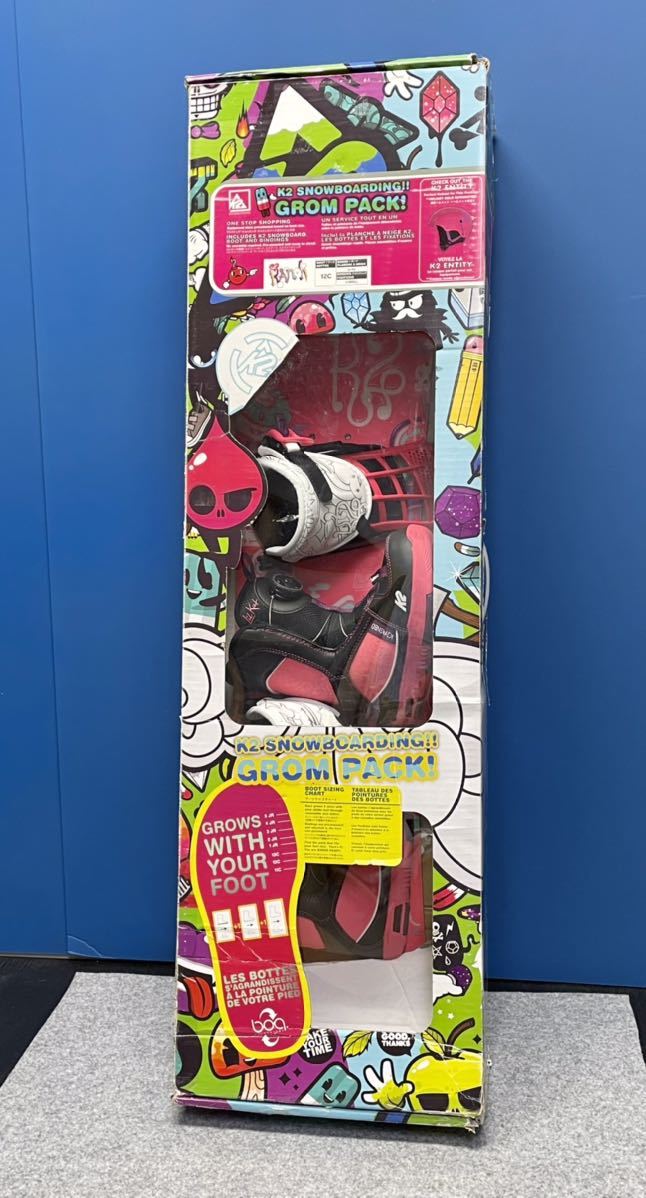 良品◎ケイツーK2☆GROM PACK 90センチ 12C キッズスノーボード 3点