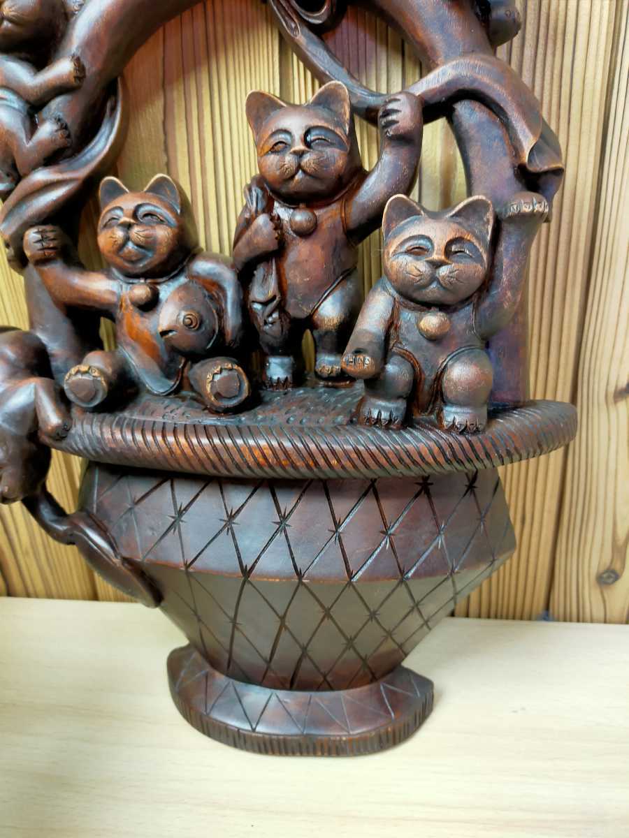 木彫り | 猫 置物 縁起物 インテリア 福を招くねこ 七福神 ネコ 一位一刀彫師 飾り 木製 猫七福神（ホビー）の通販 素材：屋久杉（置物 インテリア雑貨 前田浩幸