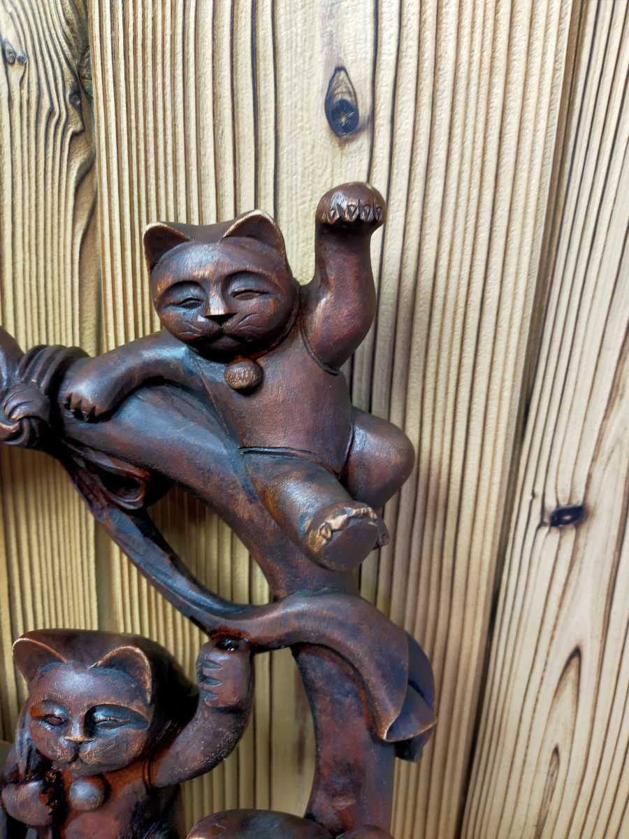木彫り | 猫 置物 縁起物 インテリア 福を招くねこ 七福神 ネコ 一位一刀彫師 飾り 木製 猫七福神（ホビー）の通販 素材：屋久杉（置物 インテリア雑貨 前田浩幸