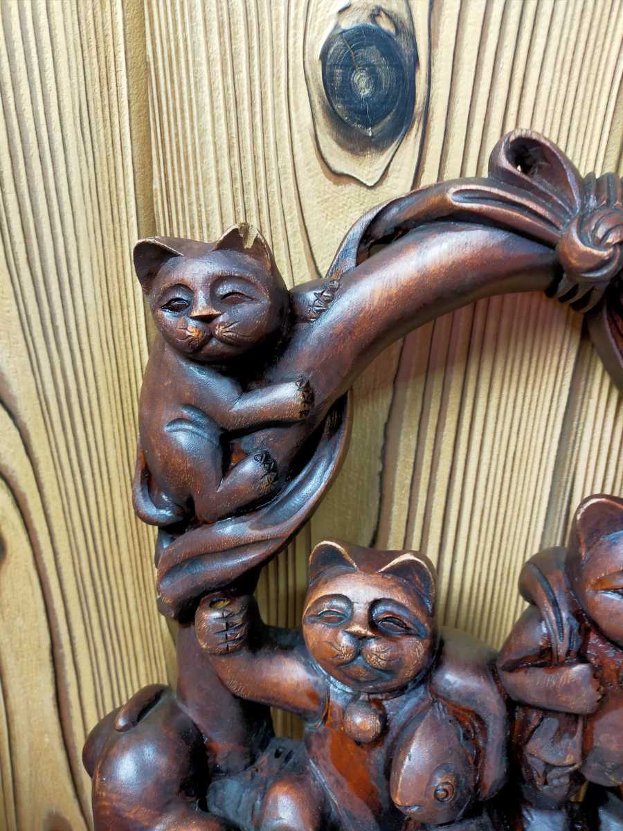 木彫り | 猫 置物 縁起物 インテリア 福を招くねこ 七福神 ネコ 一位一刀彫師 飾り 木製 猫七福神（ホビー）の通販 素材：屋久杉（置物 インテリア雑貨 前田浩幸