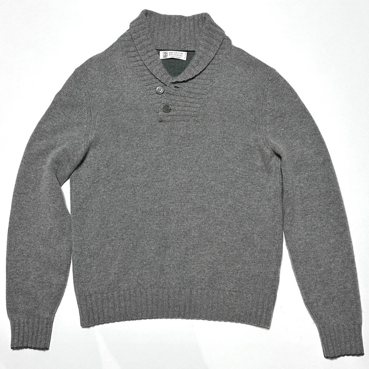 ブルネロクチネリ　カシミヤ100% ショールカラー　ニット　カシミア　44 セーター　タートルネック ブルネロクチネリ | BRUNELLO ショールカラーカーディガン I69☆極上カシミヤ100% ショールカラーニット