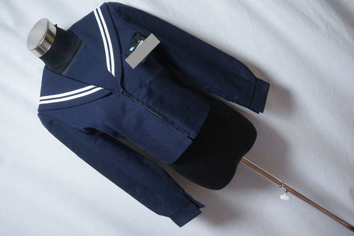 3454□末野原中□女子 学生服 名札付き 冬上のみ ネイビー系（