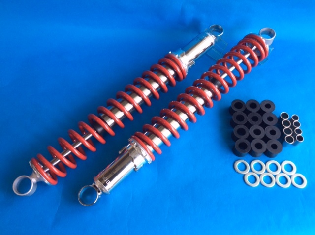 *新品送料無料　XL250S XL500S　MDI サスペンション シングル 405mm クローム/レッド (06-36066-CR)