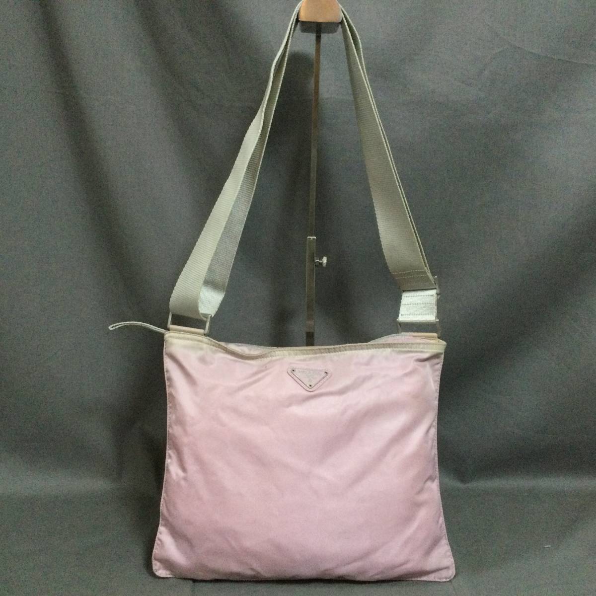 12/14 223369 PRADA プラダ ナイロン ショルダーバッグ ピンク系 軽量