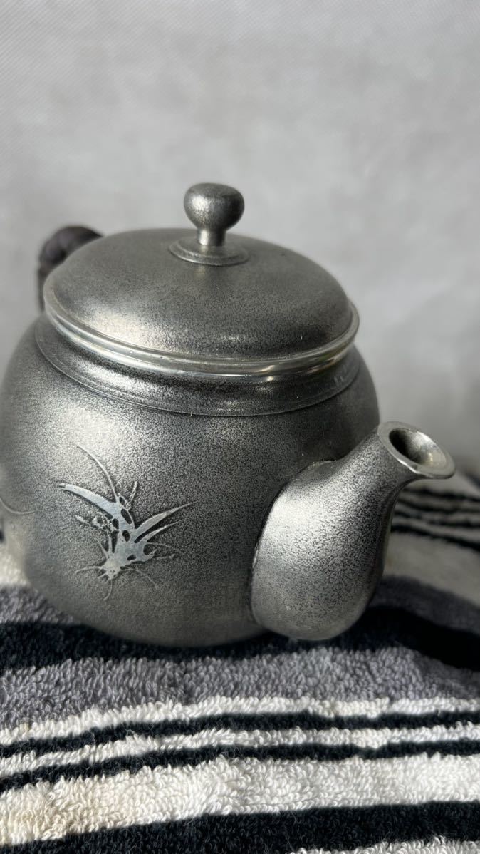 錫 錫製急須 煎茶道具 茶道具 在銘萬 茶壺 中国美術 茶壷 美