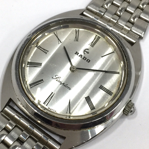 送料360円 ラドー 腕時計 Simplon ローマン シルバー金具 手巻き メンズ 社外ベルト 稼働 RADO QT124-61 同梱NG ラドー RADO シンプロン Timer BH0606257 Roll