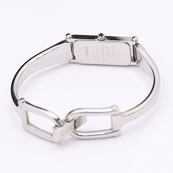 1円 稼働 良品 グッチ 1500L 1PD 黒文字盤 スイス製 QZ レディース