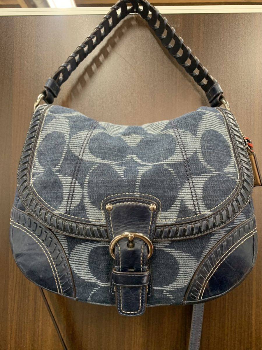 【送料無料，本物保証】 1円スタート COACH コーチ デニム 2wayハンドバッグ ショルダーバッグ(ハンドバッグ)｜売買されたオークション情報、yahooの商品情報をアーカイブ公開 - オークファン かばん、バッグ