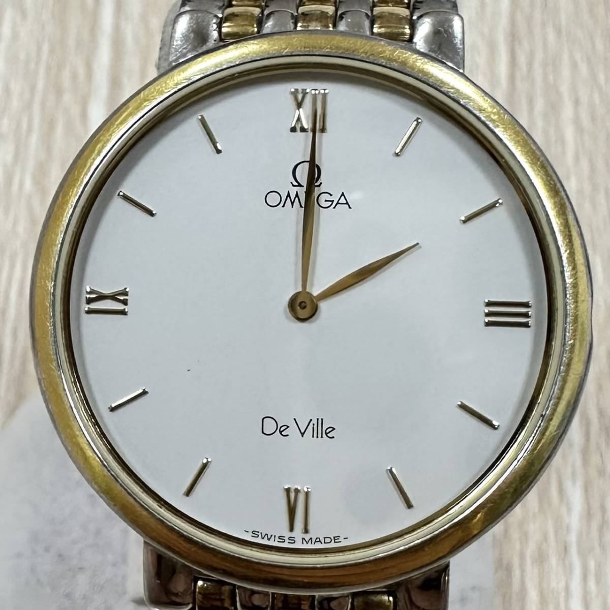 オメガ OMEGA デビル De Ville 2針 クォーツ アナログ 腕時計 白文字盤 