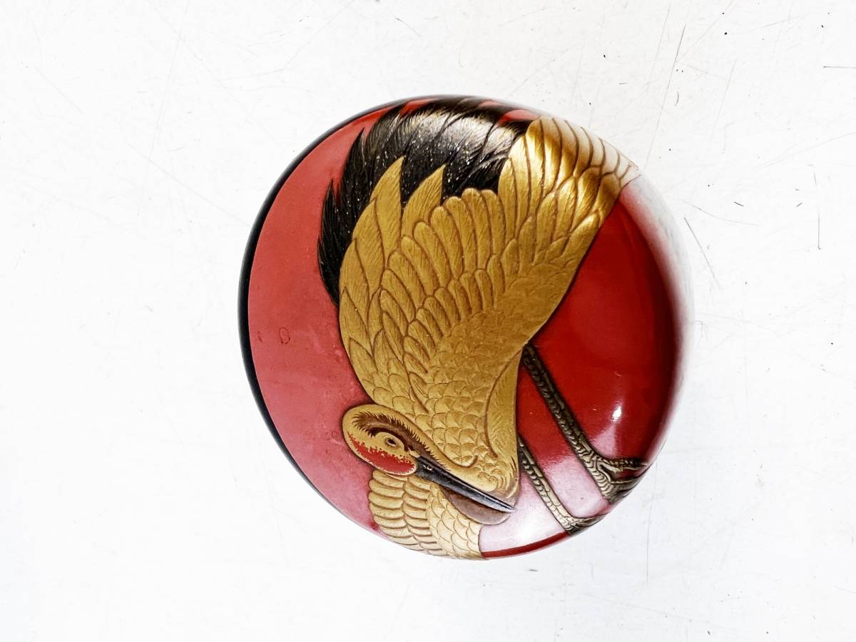 時代物 中棗 茶道具 日乃出鶴蒔絵 古美術 骨董 漆芸 保証品 1円