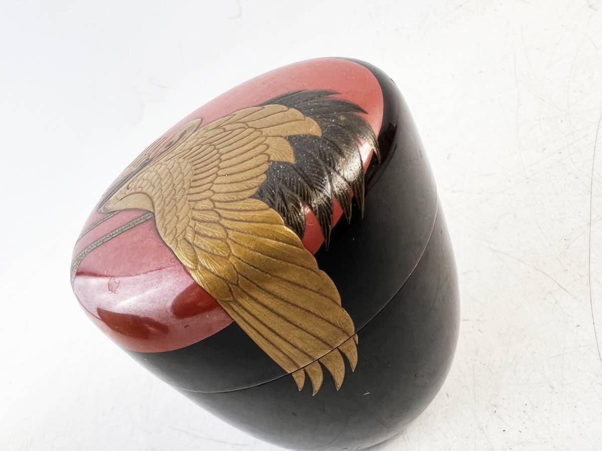 時代物 中棗 茶道具 日乃出鶴蒔絵 古美術 骨董 漆芸 保証品 1円