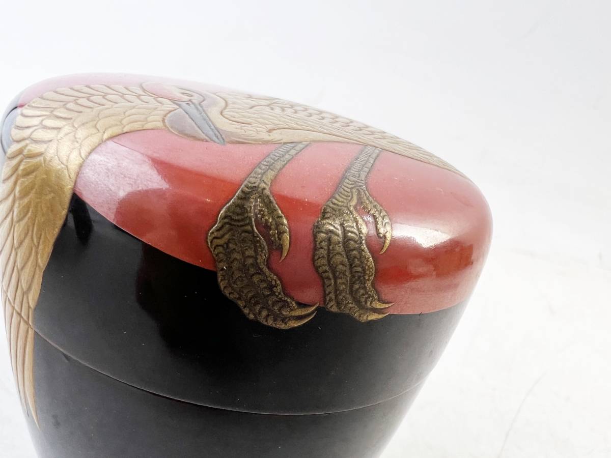 時代物 中棗 茶道具 日乃出鶴蒔絵 古美術 骨董 漆芸 保証品 1円