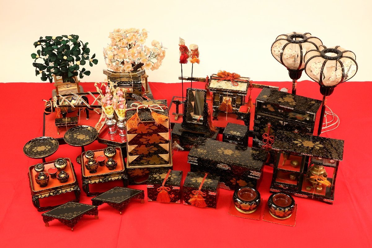 戦前木製蒔絵雛道具 御篭 牛車/雛人形お雛様江戸小物蒔絵雛箪笥 季節
