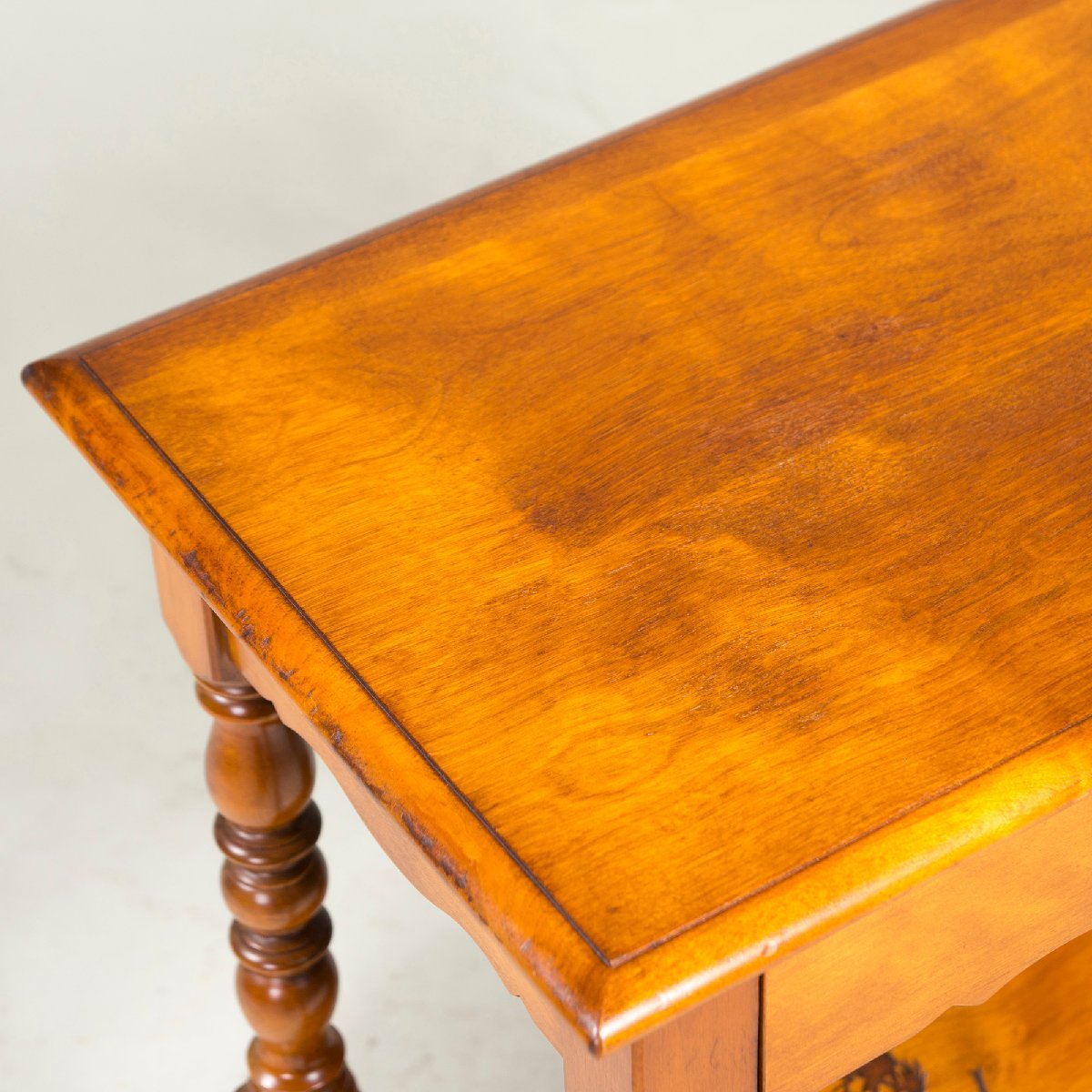 希少横浜ダニエル 樺材 ナイト テーブル サイド 引出し 飾り台 ①