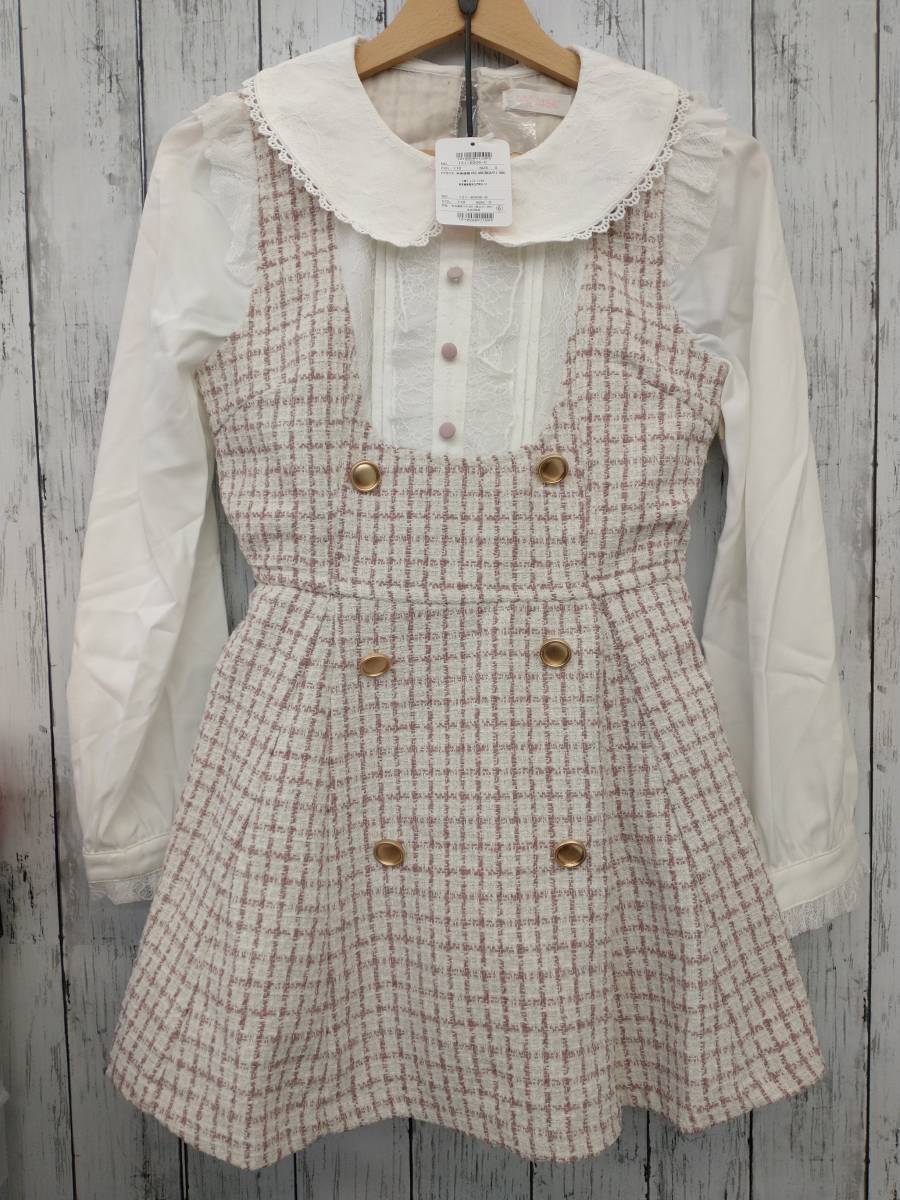 LIZLISA リズリサ ツイードセットアップ フリーサイズ ピンク ホワイト  