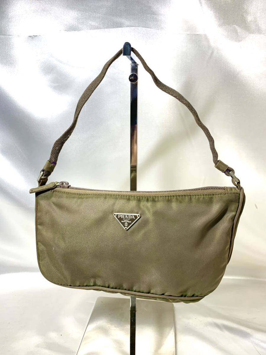 PRADA ナイロン プラダ グリーン アクセサリーポーチ ハンドバッグ 