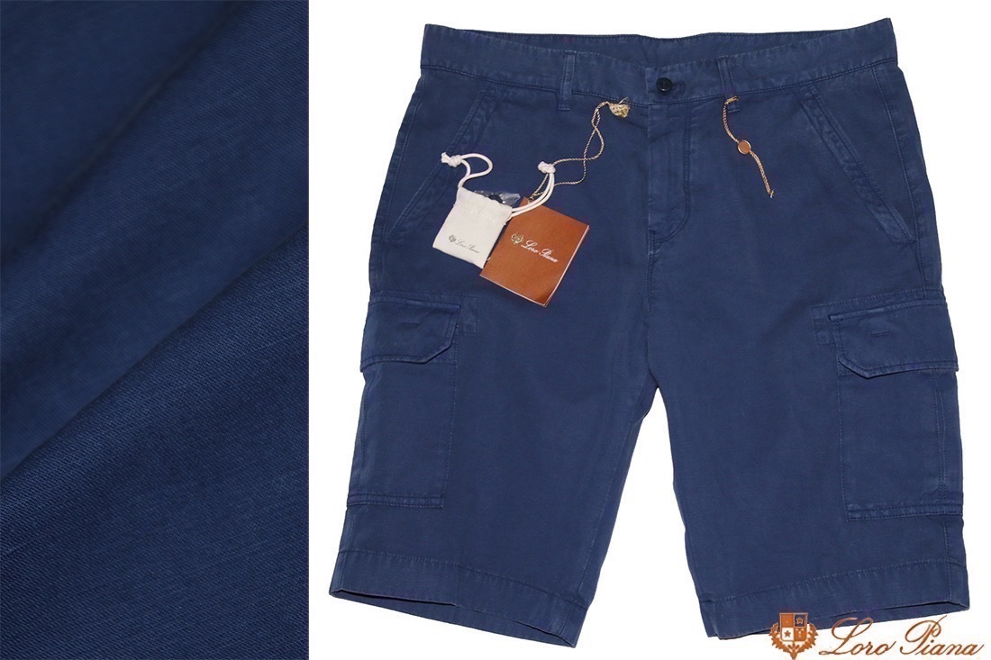 （値上げ前最終）12万◆ロロピアーナ【コットン リネン】カーゴ ショーツ◆洗い加工◇ショートパンツ