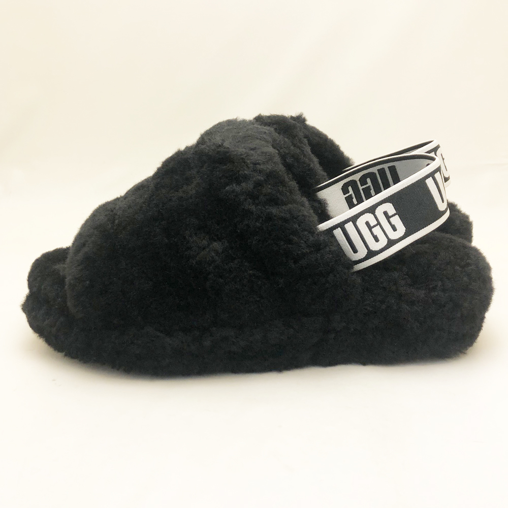 新品 UGG アグ レディース サンダル FLUFF YEAH SLIDE ブラック 24.0cm