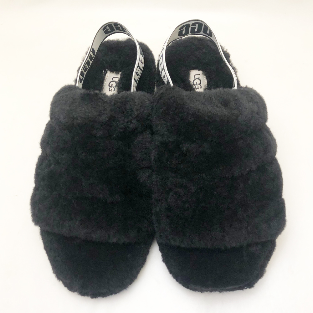 新品 UGG アグ レディース サンダル FLUFF YEAH SLIDE ブラック 24.0cm