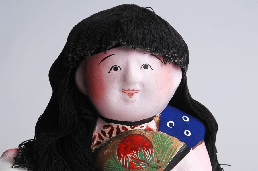 1236280◇中野土人形 犬乗り童子 2点 土雛 高さ25.5、22cm