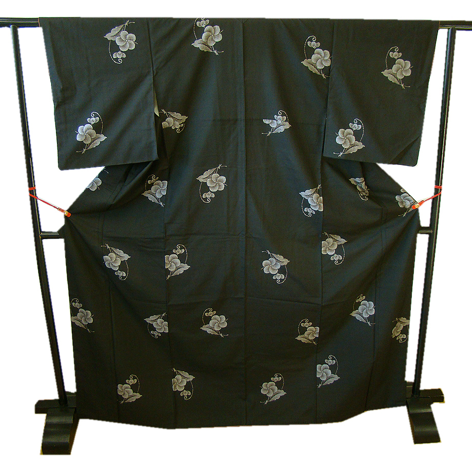 時代屋 裄64.8ｃｍ 地空き 泥染 本場 大島紬 径横絣 ７マルキ 正絹 未使用 仕付糸付 袷 150ｃｍ～156ｃｍ ＴT003