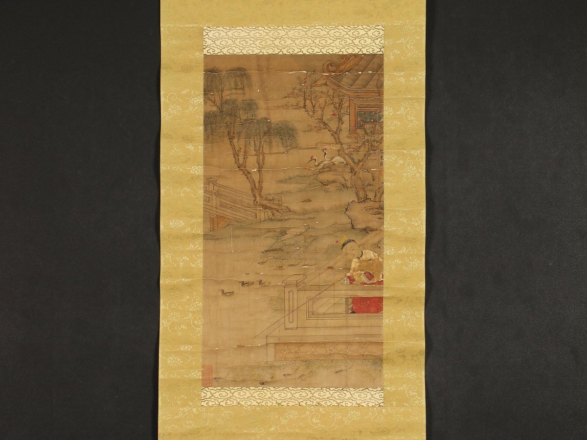 【模写】【1円開始】【伝来】us9165〈焦秉貞〉人物図 蔵印有 中国画