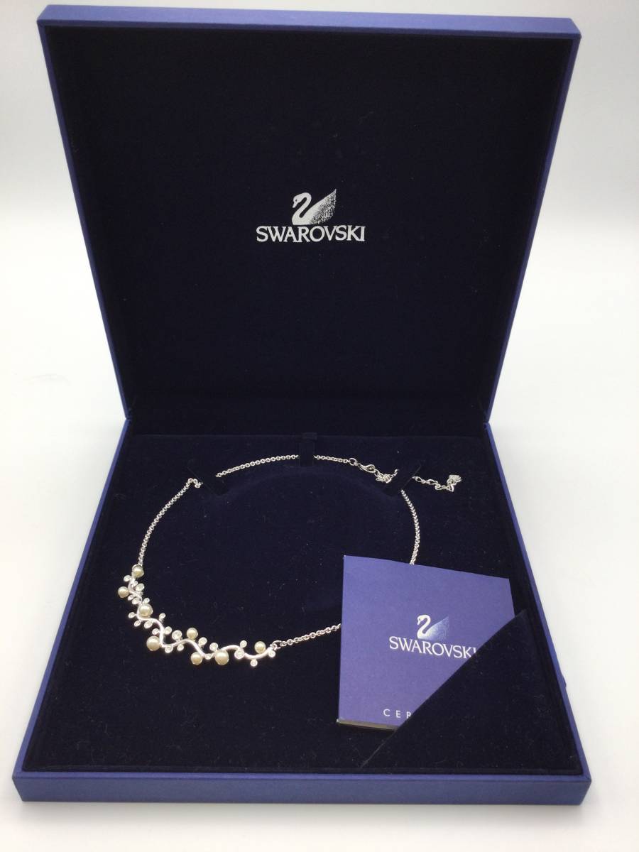 K2□【美品】SWAROVSKI スワロフスキー コスチューム パールネックレス 