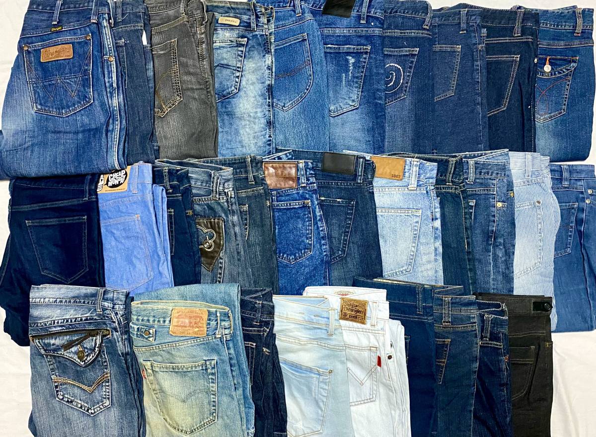 古着卸 31枚セット メンズ パンツ デニムリーバイス ヴィンテージ BIGE XX DIESEL WRANGLER まとめ売り 1円スタート大量
