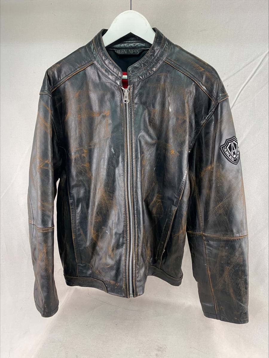 ARLENNESS アレンネス カジュアルレザージャケット BLACK/BROWN XL