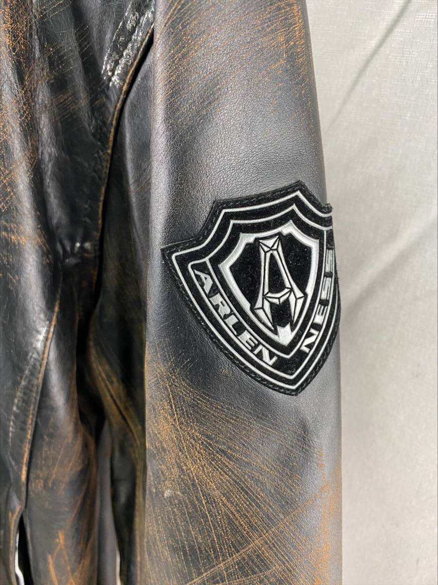ARLENNESS アレンネス カジュアルレザージャケット BLACK/BROWN XL 